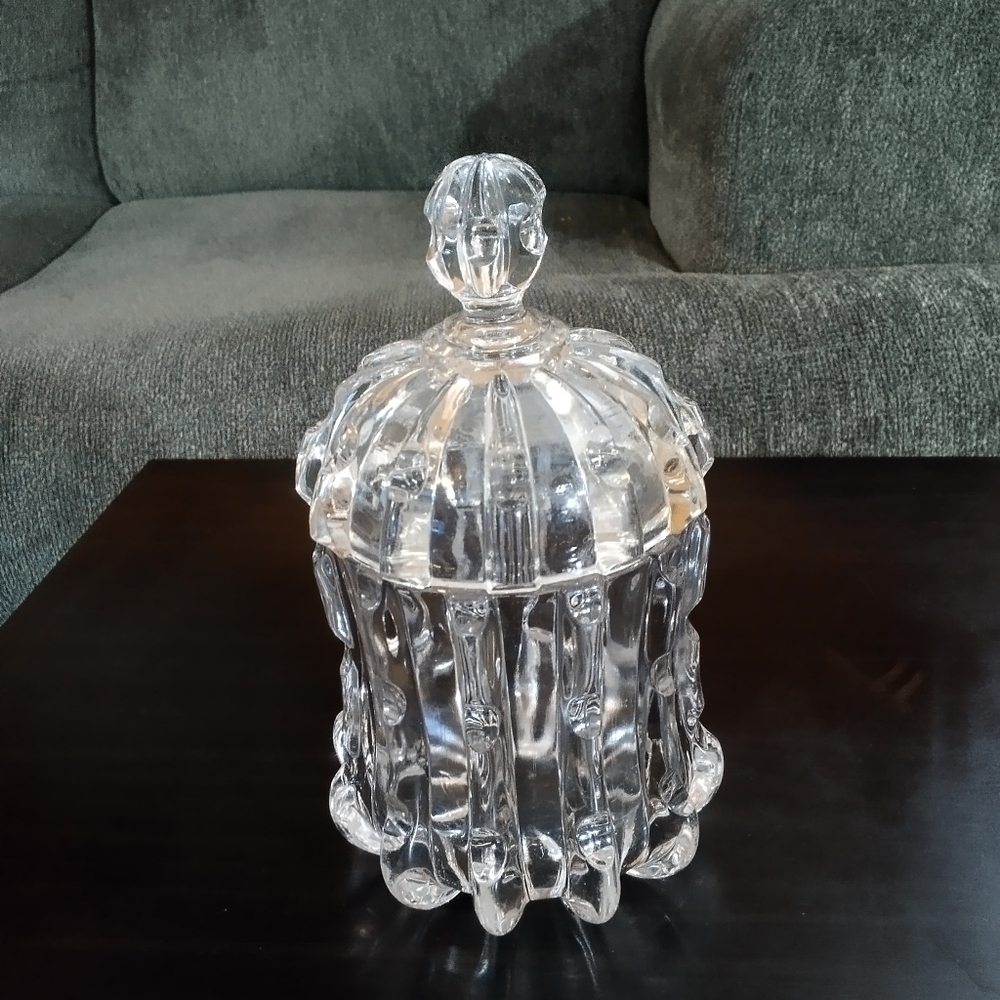 Elegant Clear Glass Decorative Jar